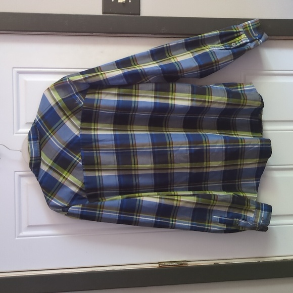Men's XL Marmot Green and Blue Plaid Button Up - Picture 3 of 3